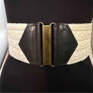 Ivory black elastic waistband belt